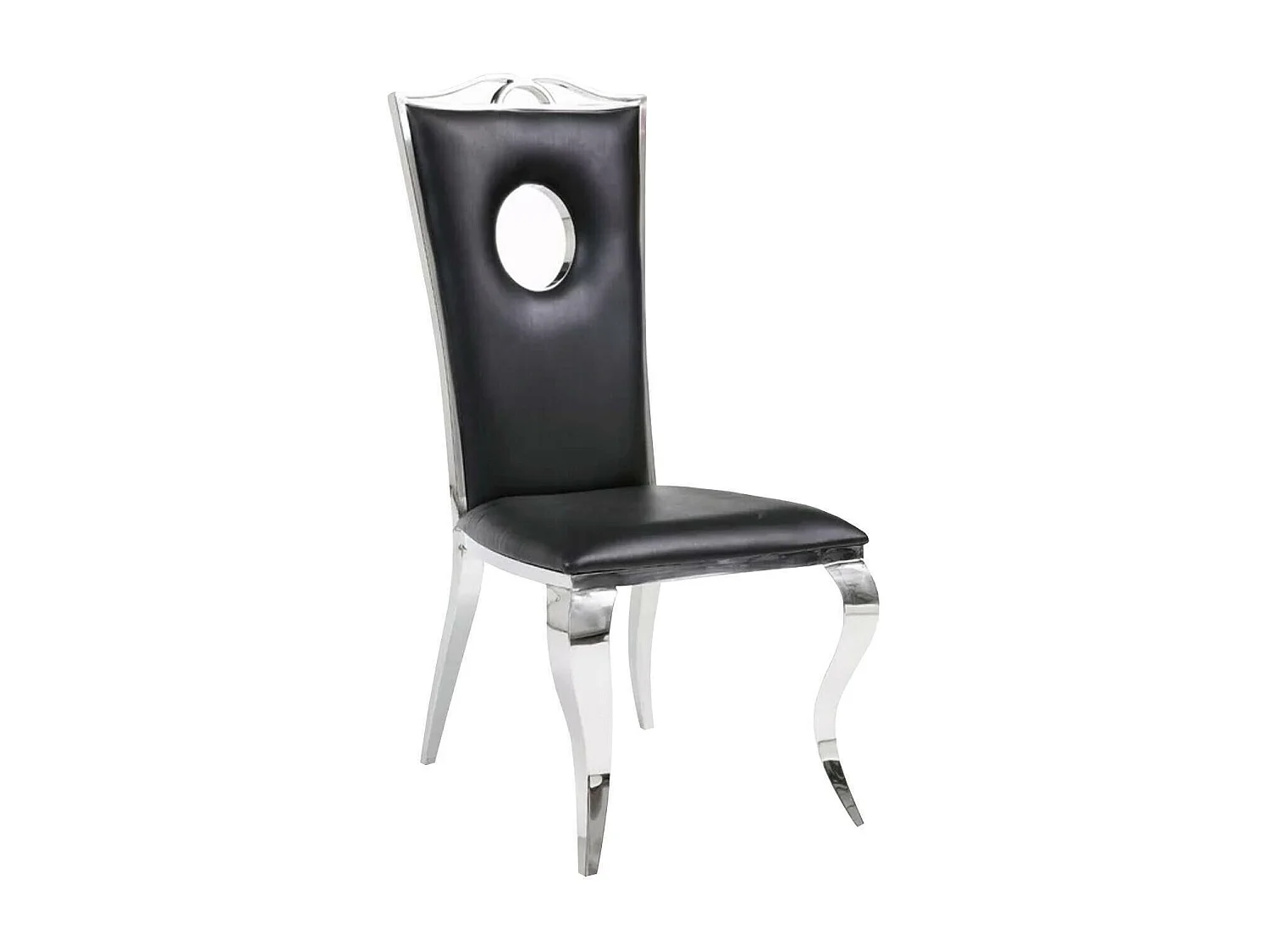 Lot de 4 Chaises baroque ROYAL Chrome Simili NOIR