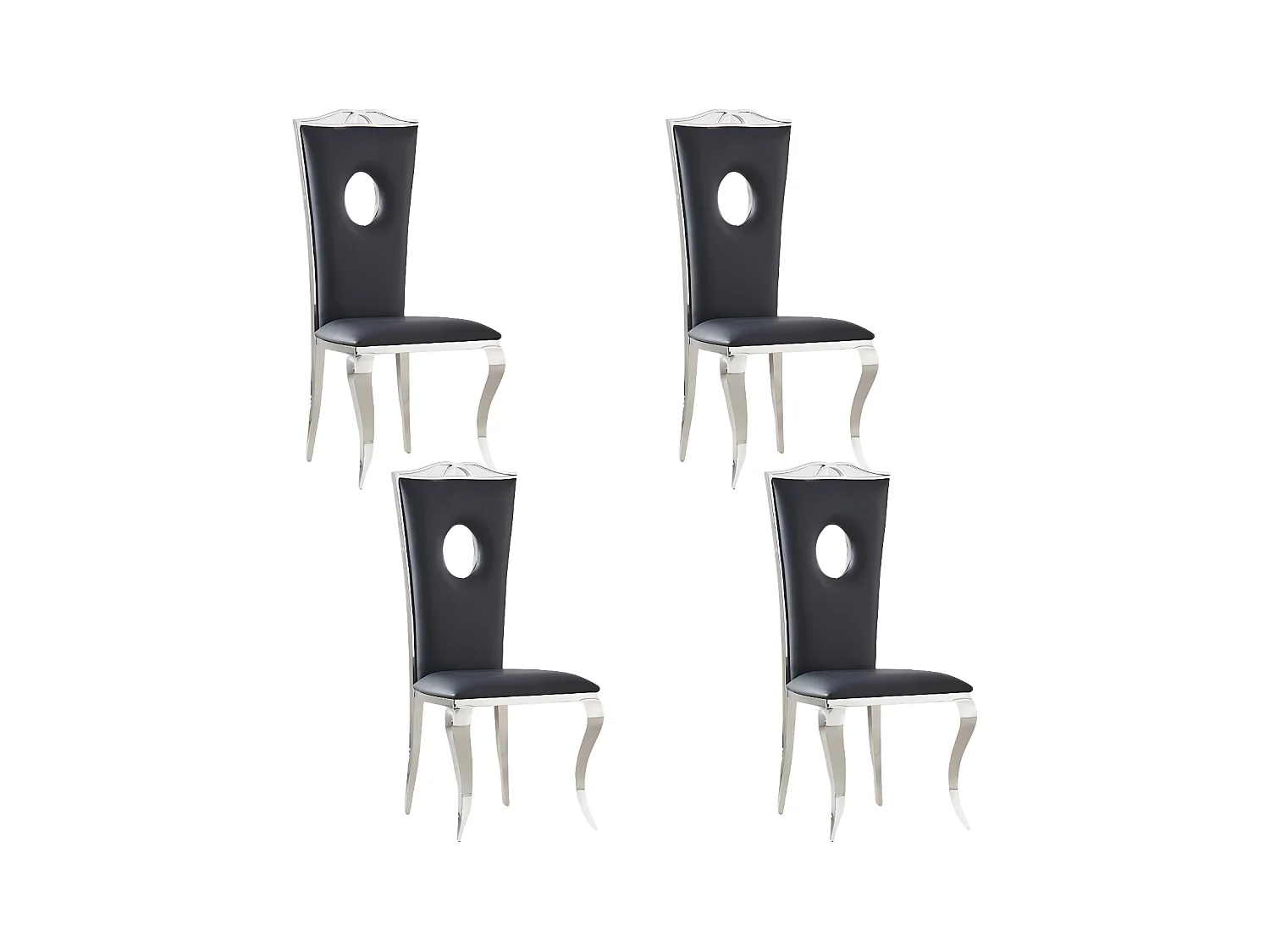 Lot de Chaises baroque ROYAL Chrome Simili NOIR