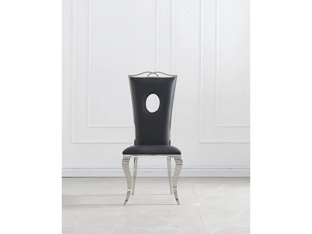 Lot de 4 Chaises baroque ROYAL Chrome Simili NOIR