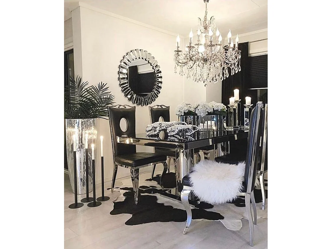 Lot de 4 Chaises baroque ROYAL Chrome Simili NOIR