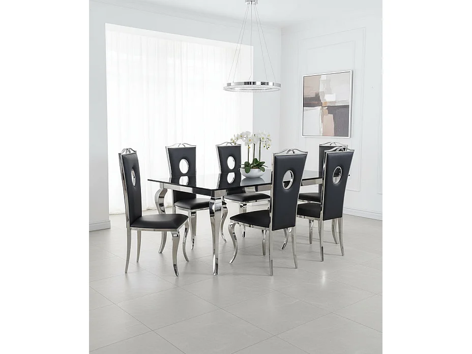 Lot de 4 Chaises baroque ROYAL Chrome Simili NOIR