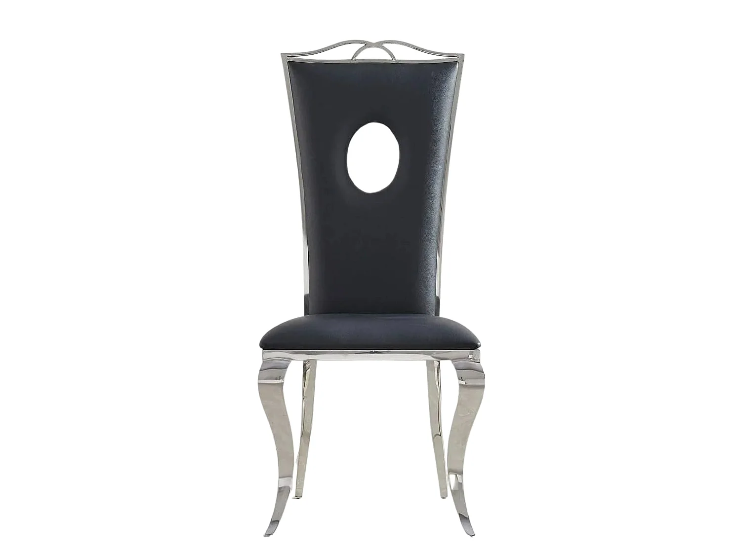 Lot de 4 Chaises baroque ROYAL Chrome Simili NOIR