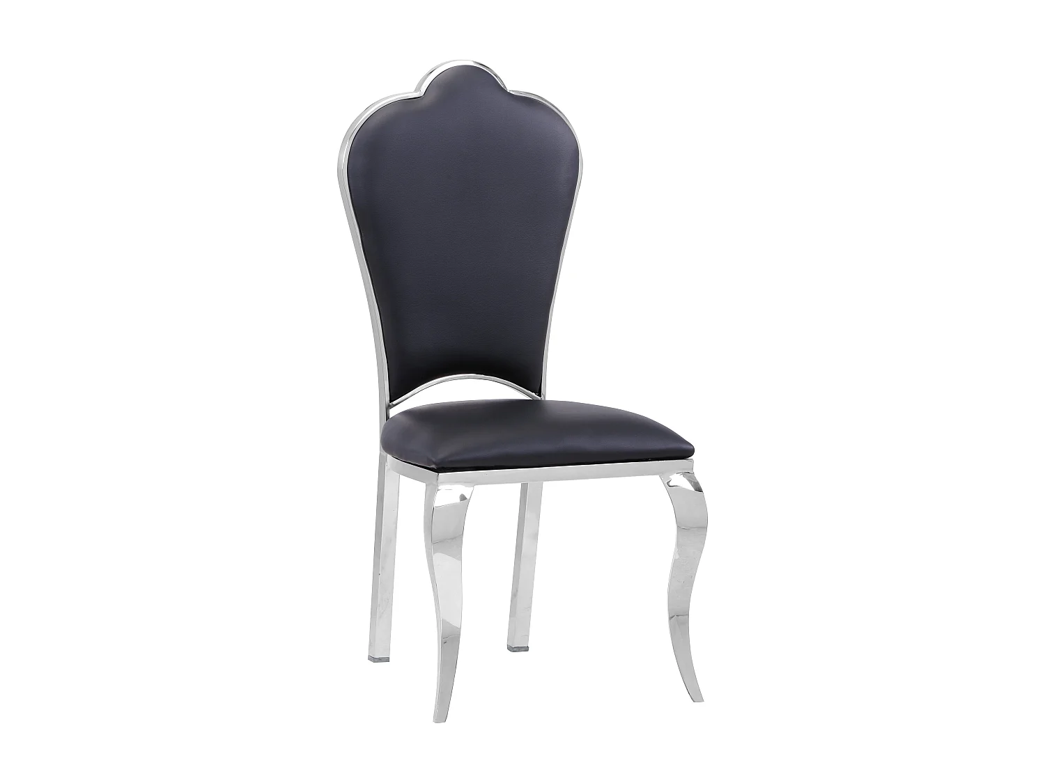 Lot de 4 Chaises Prestige Chrome simili cuir Noir - SAKURA