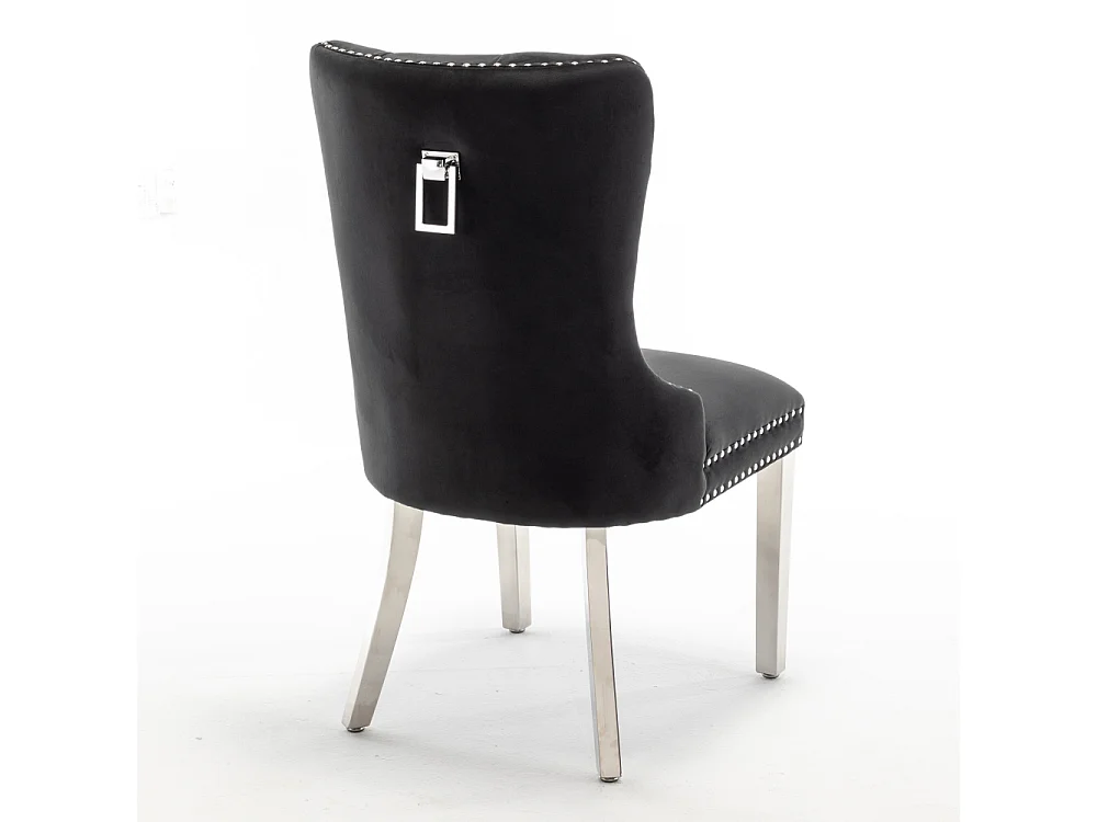 Lot de 2 chaises POIGNEE Clouté en velours pied chromé