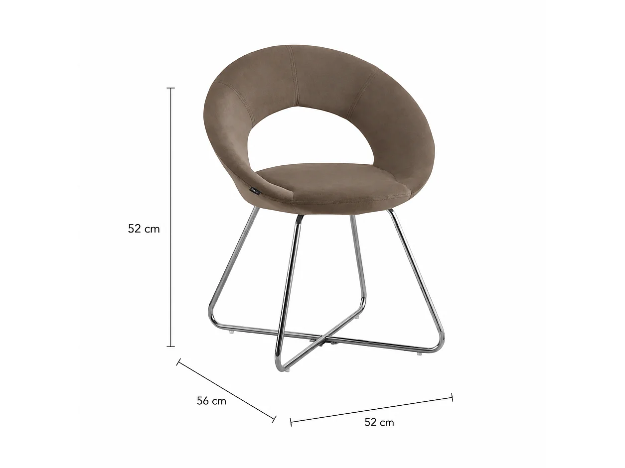 Lot de 4 Chaises BUBBLE Chrome velours - Moka
