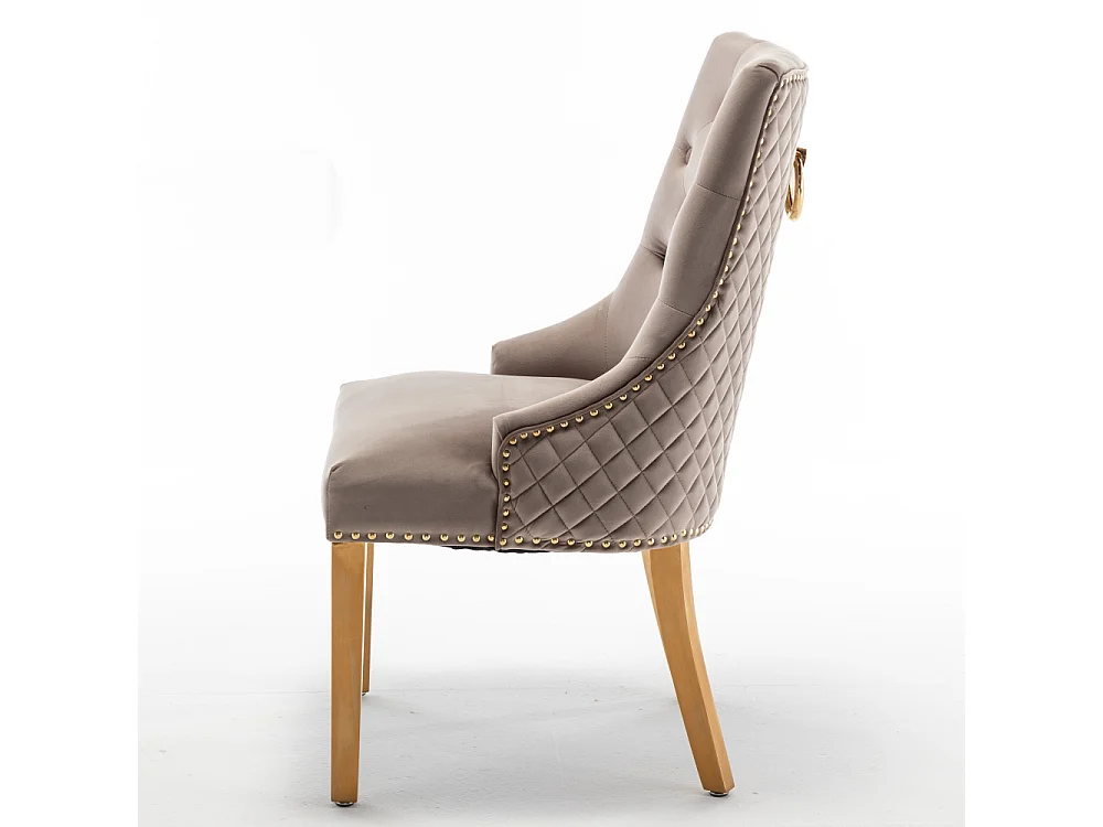 Lot de 2 chaises ANNEAU mattelassée et cloutée Gold velours