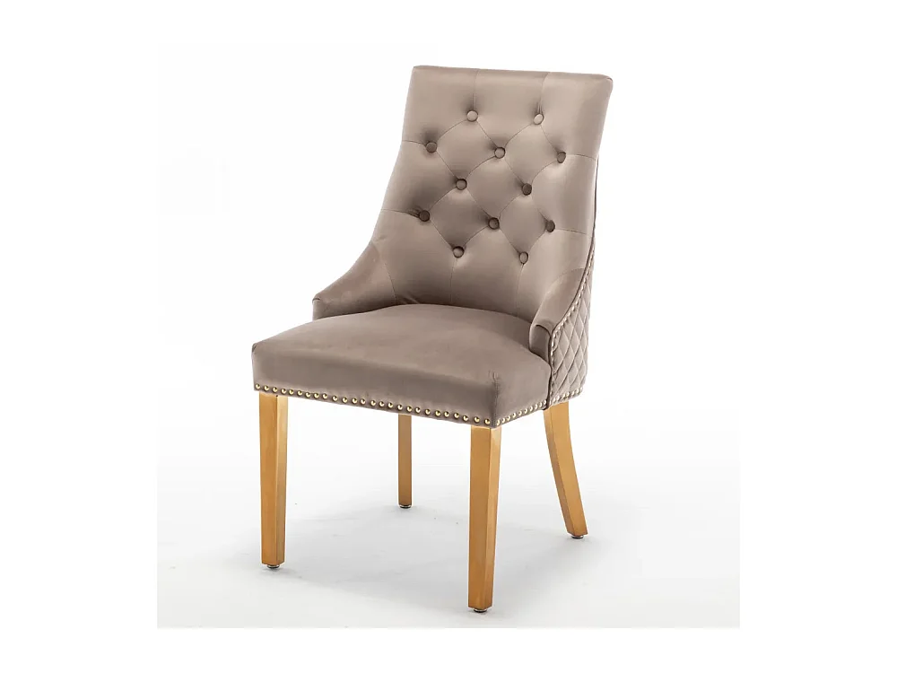 Lot de 2 chaises ANNEAU mattelassée et cloutée Gold velours