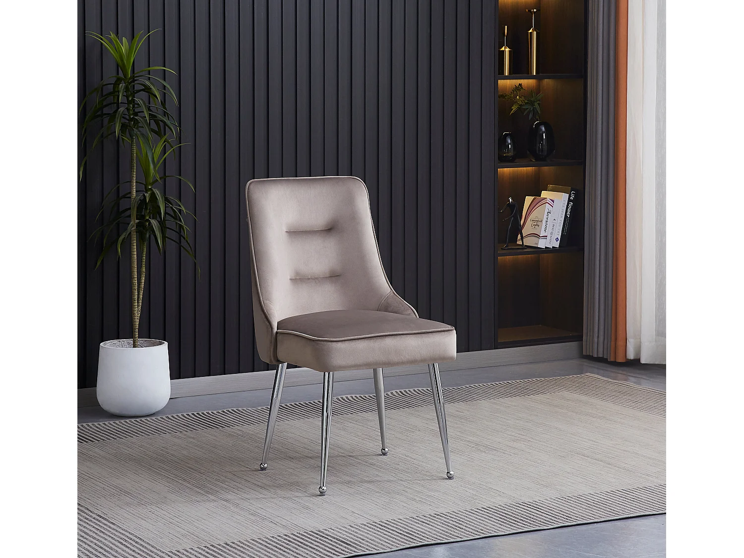 Lot de 2 chaises luxury ZIP en velours pieds chromés - Moka