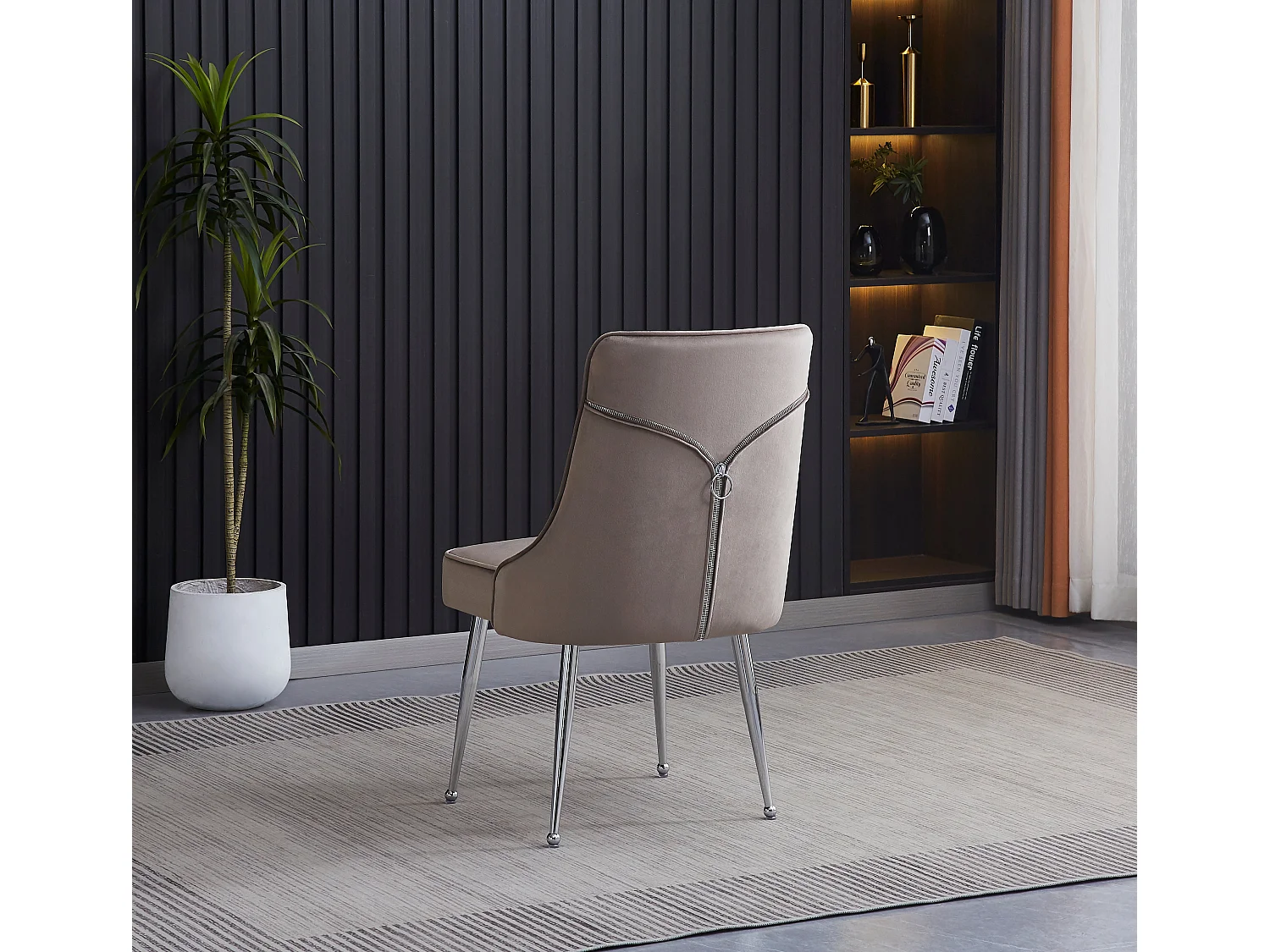 Lot de 2 chaises luxury ZIP en velours pieds chromés - Moka