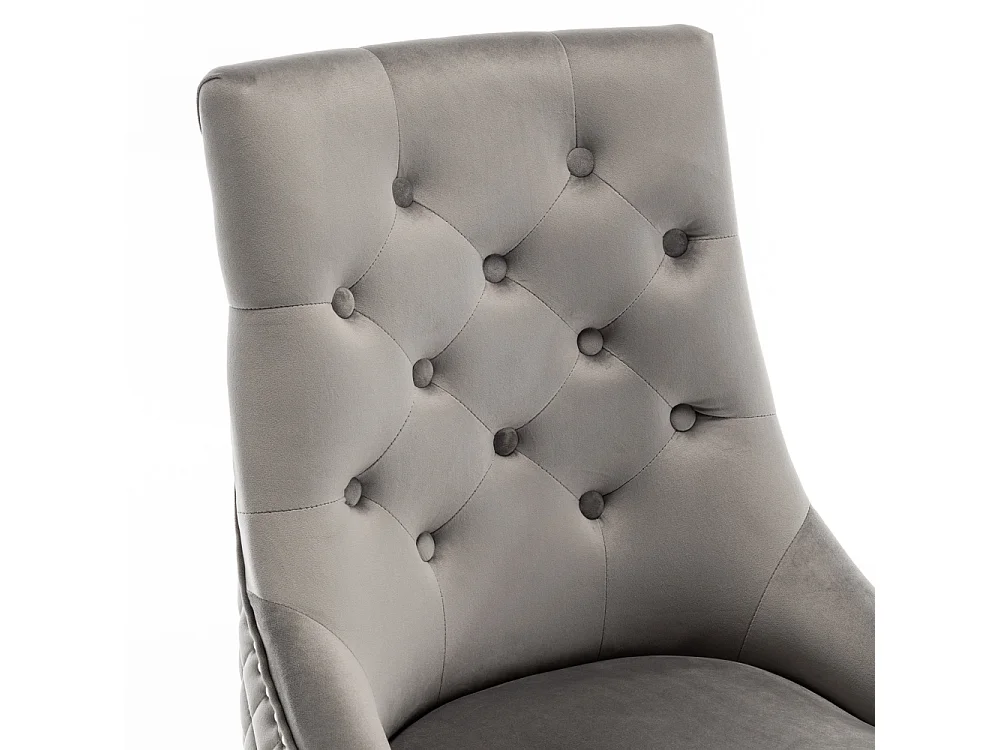 Lot de 2 chaises ANNEAU matelassée et cloutée Chrome velours