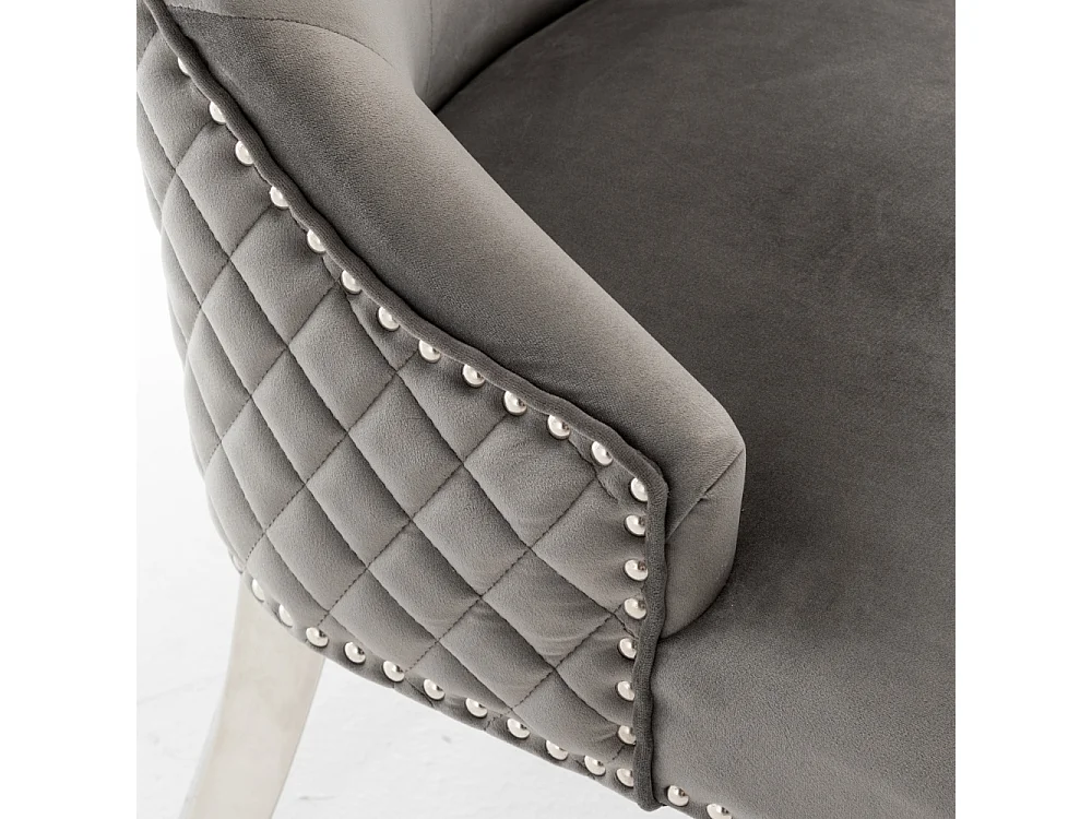 Lot de 2 chaises ANNEAU matelassée et cloutée Chrome velours