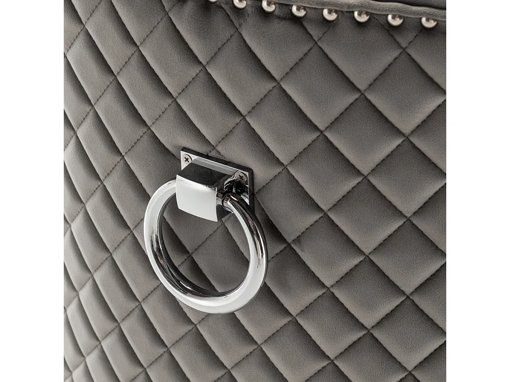 Lot de 2 chaises ANNEAU matelassée et cloutée Chrome velours - Anthracite