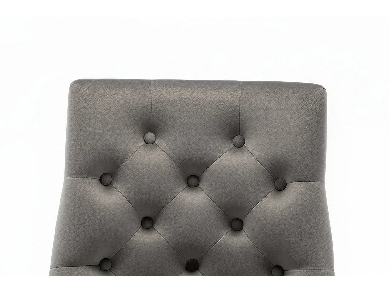 Lot de 2 chaises ANNEAU matelassée et cloutée Chrome velours - Anthracite