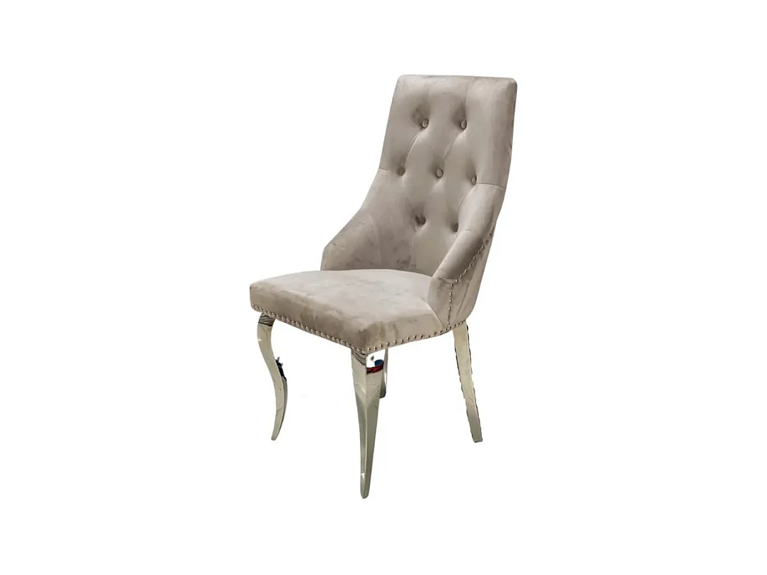 Lot de Chaises ANNEAU Capitonnées et Cloutées Chrome Velours