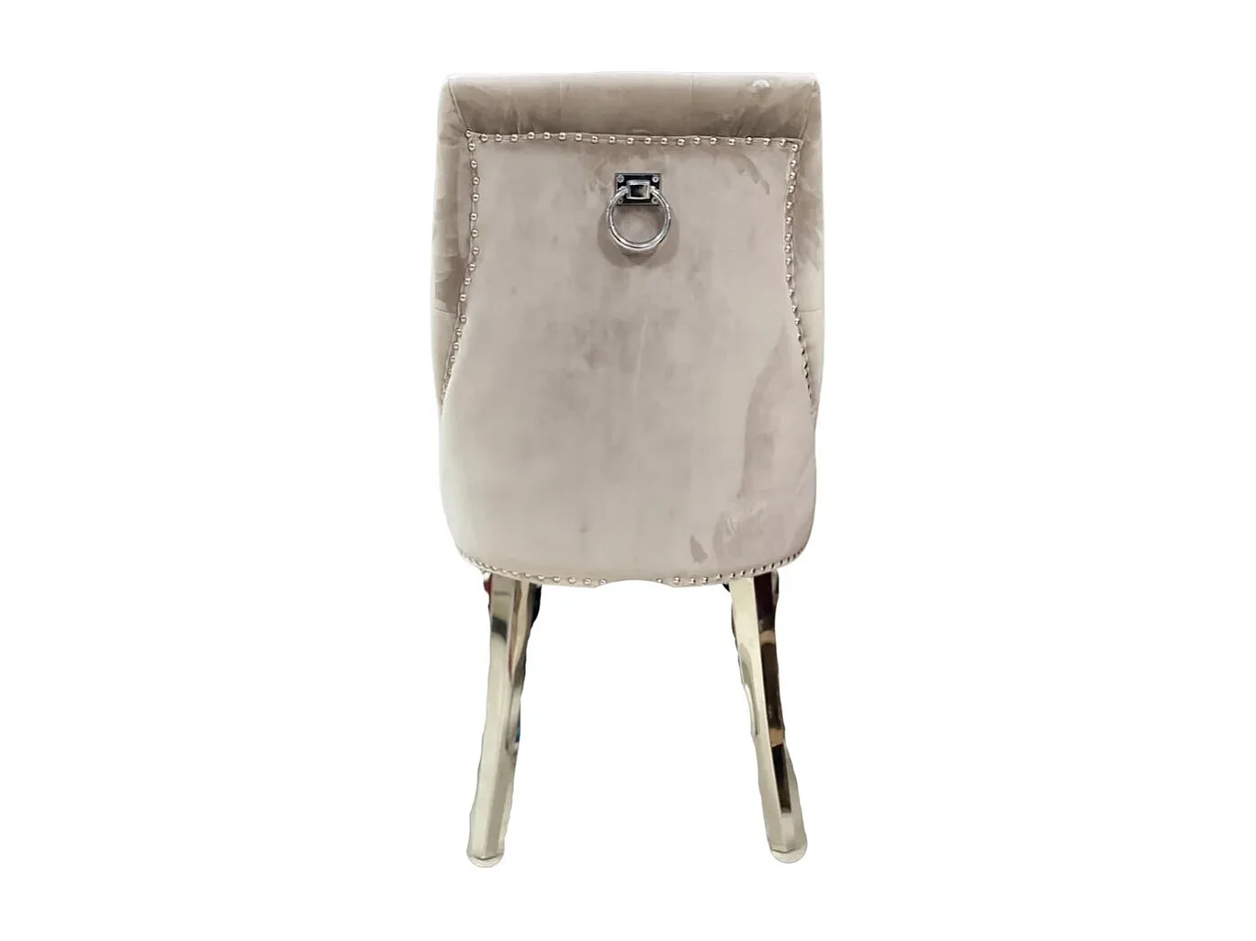 Lot 4 Chaises Salle à Manger Velours Moka Capitonnées Chrome ANNEAU