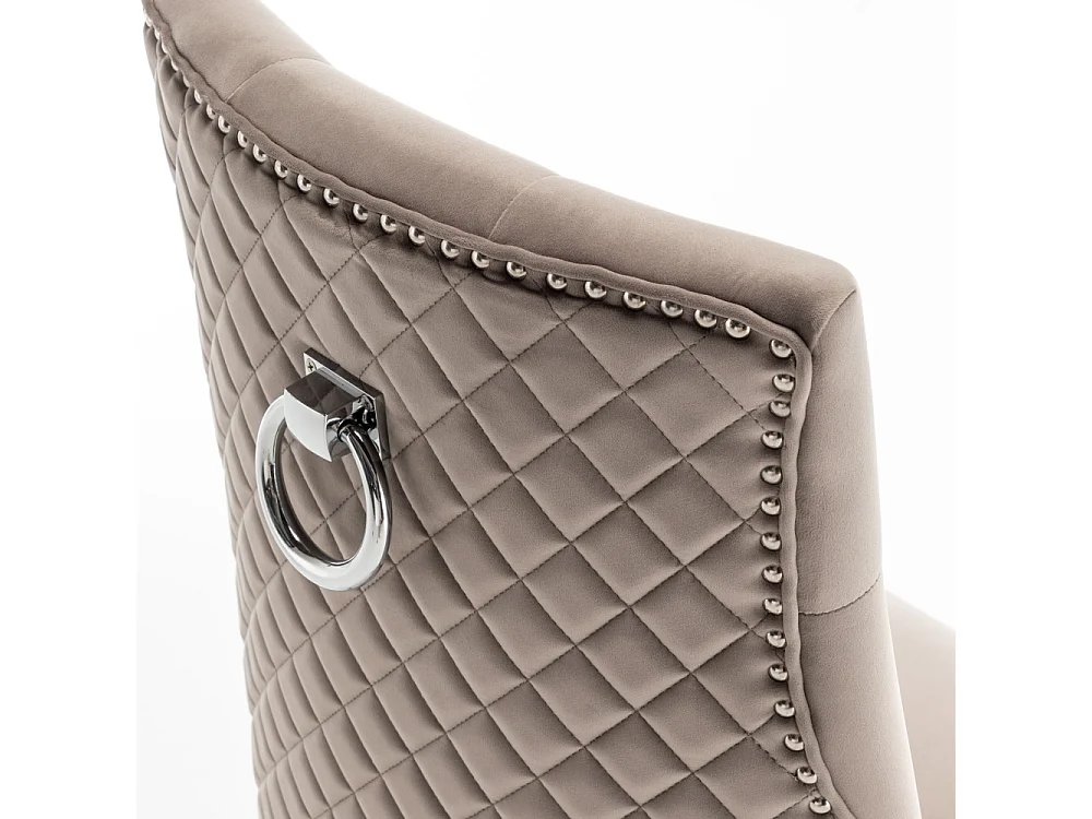 Lot de 2 chaises ANNEAU matelassée et cloutée Chrome velours