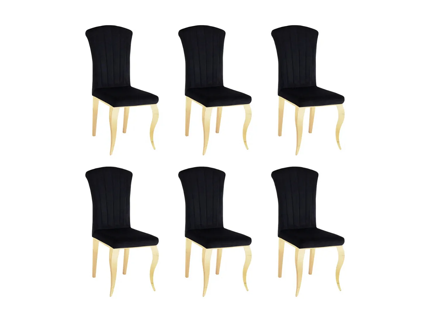 Lot de 6 Chaises baroque LOUIS Gold Velours Noir
