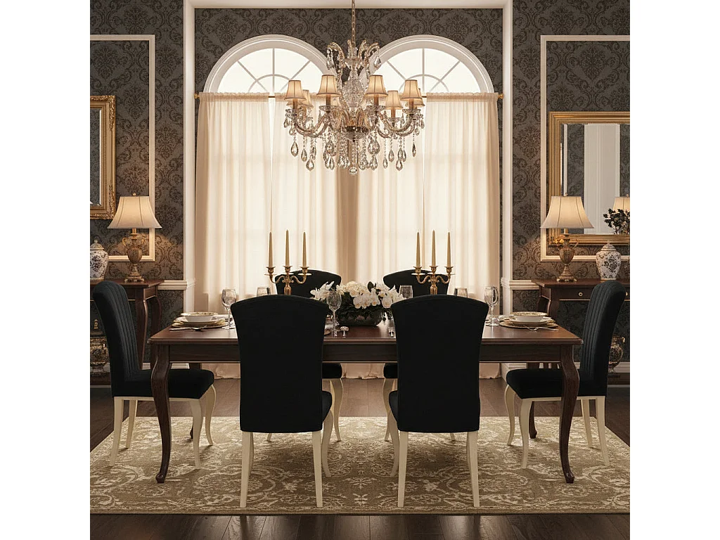 Lot de 6 Chaises baroque LOUIS Gold Velours Noir