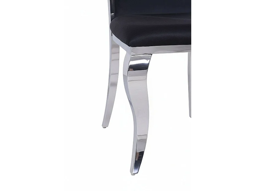 Lot 4 Chaises Salle à Manger Chrome & Velours Noir ROYALE