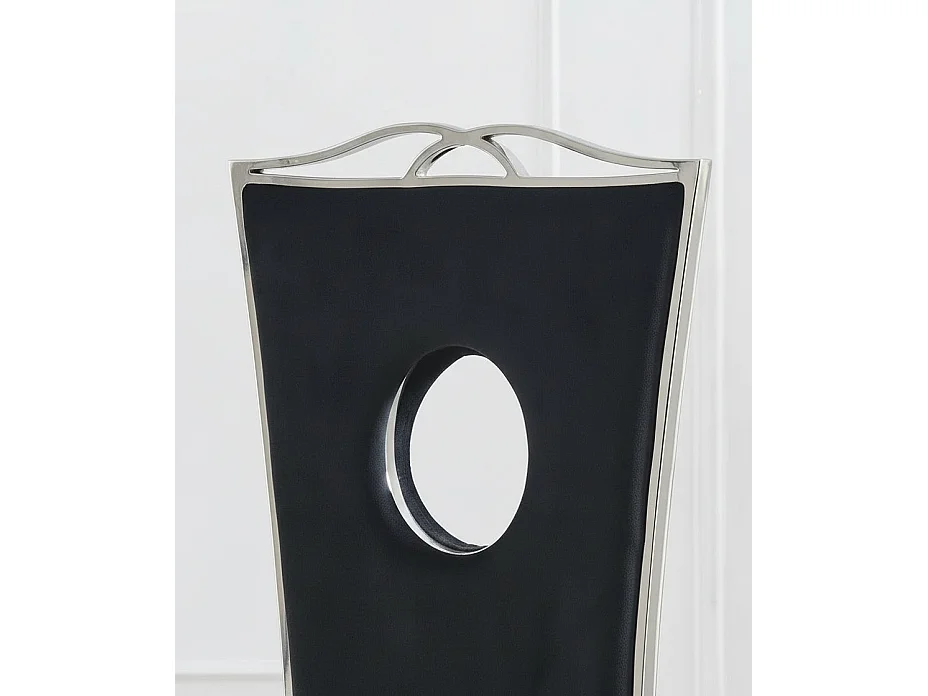 Lot 4 Chaises Salle à Manger Chrome & Velours Noir ROYALE