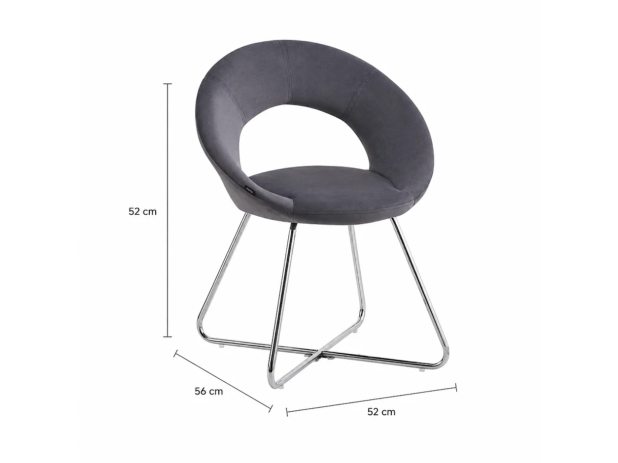 Lot de 4 Chaises BUBBLE Chrome velours - Gris