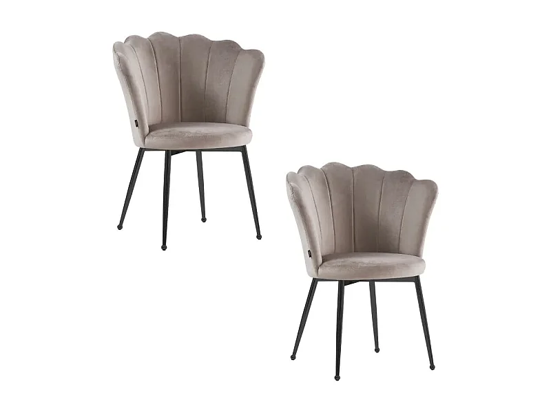 Lot de chaises NYMPHEA pieds métal noir assise Velours