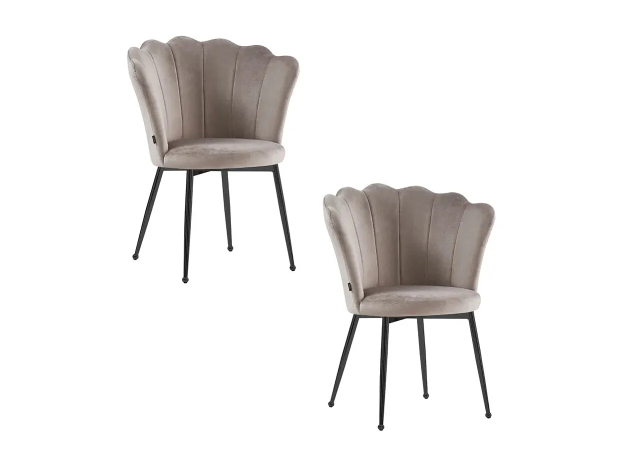 Lot de 2 chaises NYMPHEA pieds métal noir assise Velours Moka