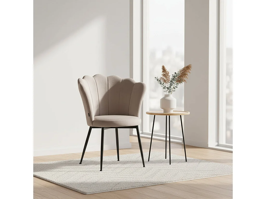 Lot de 2 chaises NYMPHEA pieds métal noir assise Velours Moka