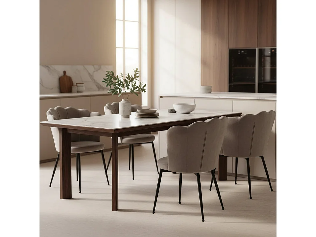 Lot de 2 chaises NYMPHEA pieds métal noir assise Velours Moka