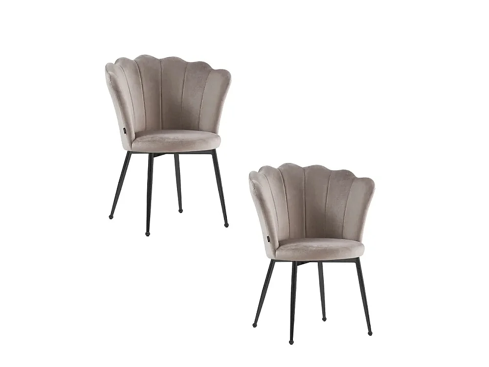 Lot de 2 chaises NYMPHEA pieds métal noir assise Velours Moka