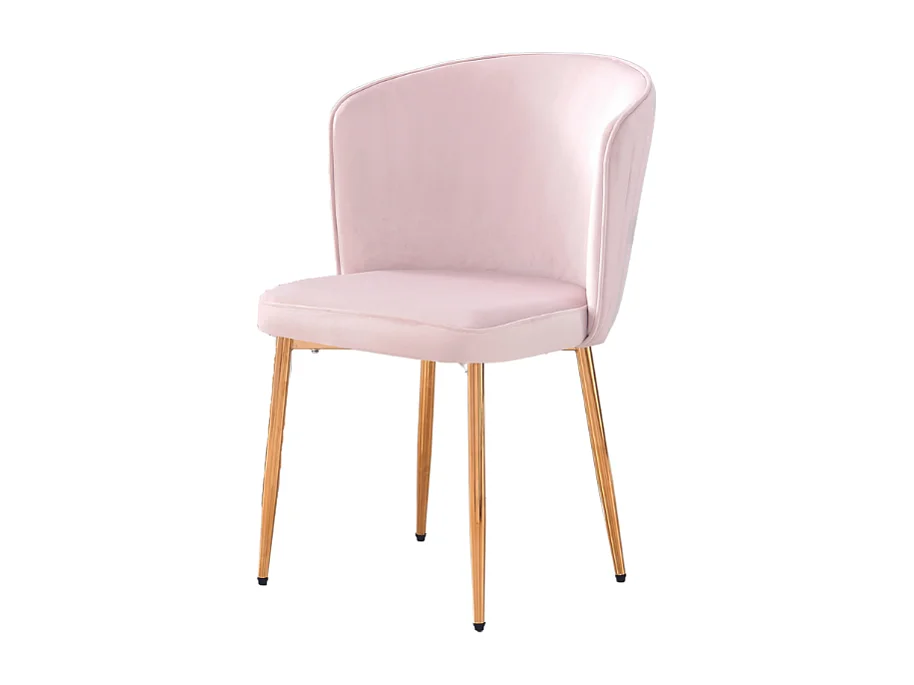 Lot de 4 chaises moderne DIANA gold velours rose
