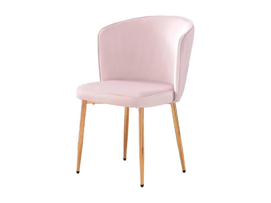 Lot de 4 chaises moderne DIANA gold velours rose