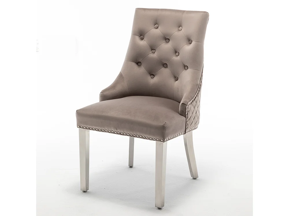 Lot de 2 chaises ANNEAU matelassée et cloutée Chrome velours - Noir