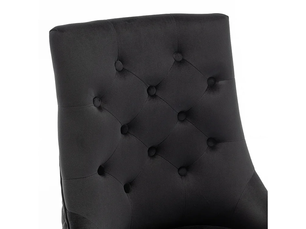 Lot de 2 chaises ANNEAU matelassée et cloutée Chrome velours - Noir