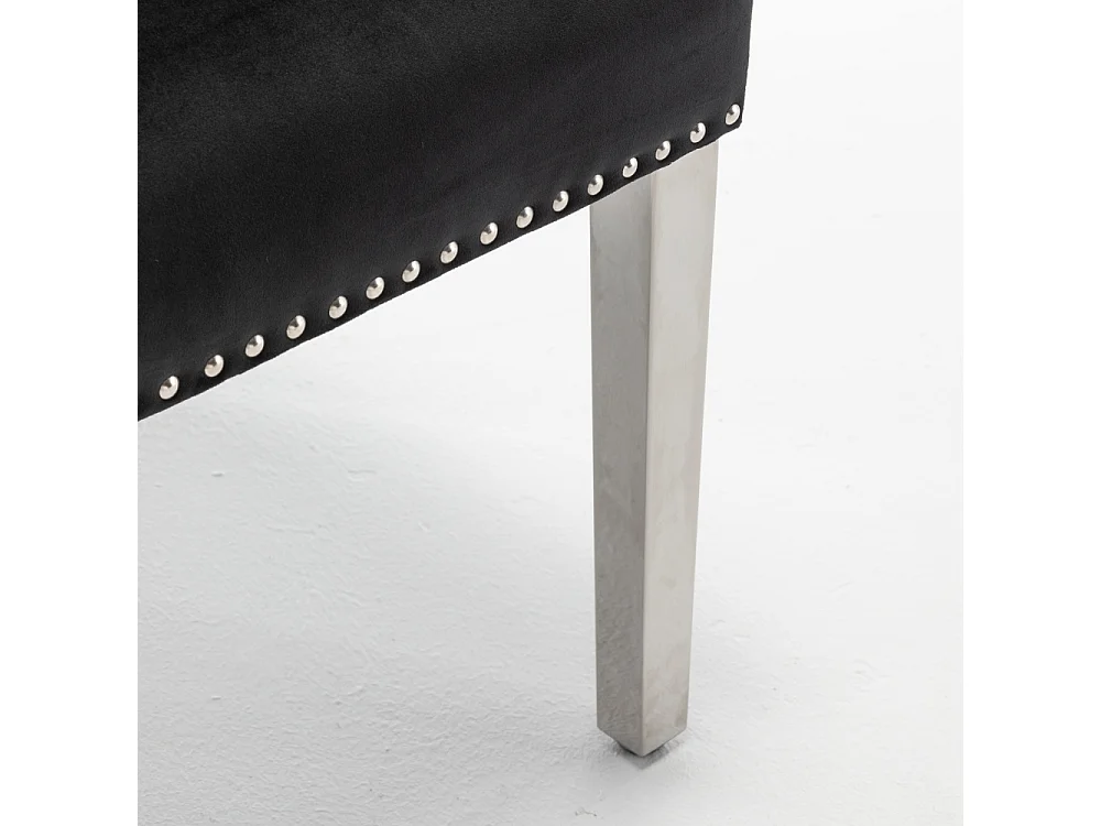Lot de 2 chaises ANNEAU matelassée et cloutée Chrome velours - Noir