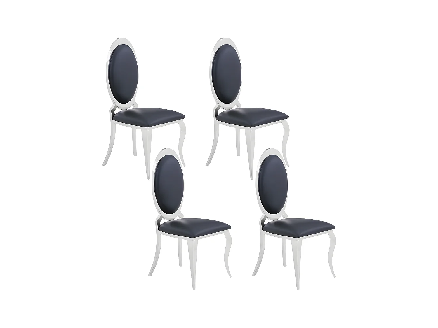 Lot de chaises ANGEL baroque Chrome simili cuir