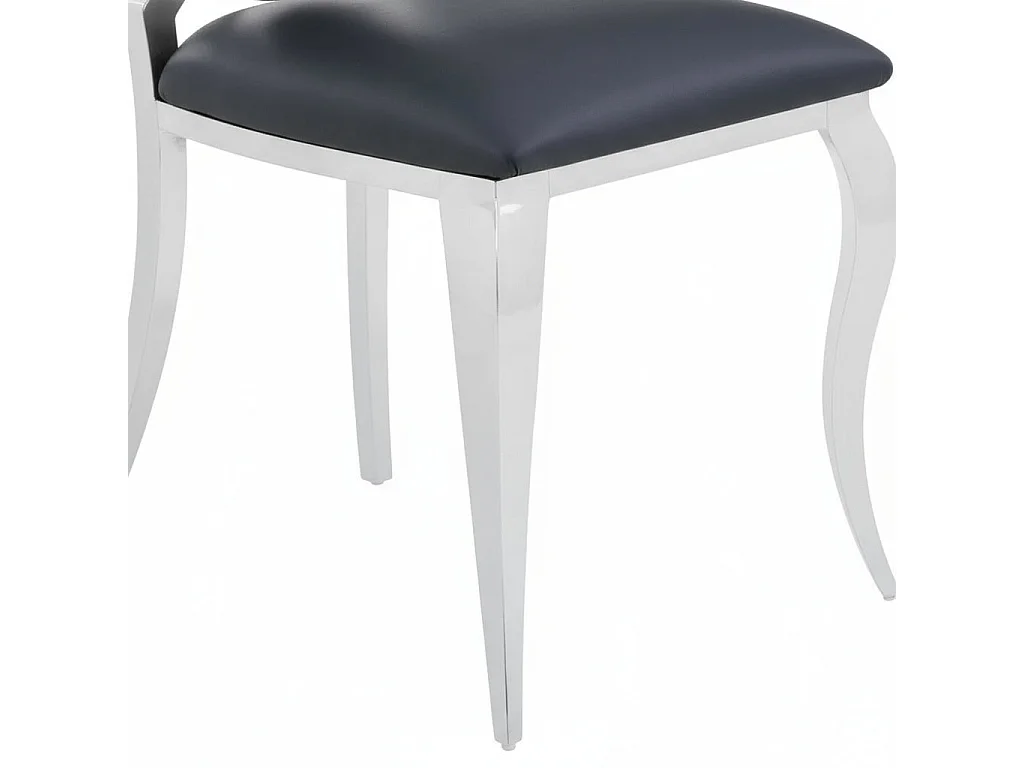 Lot de 4 chaises ANGEL baroque Chrome simili cuir noir