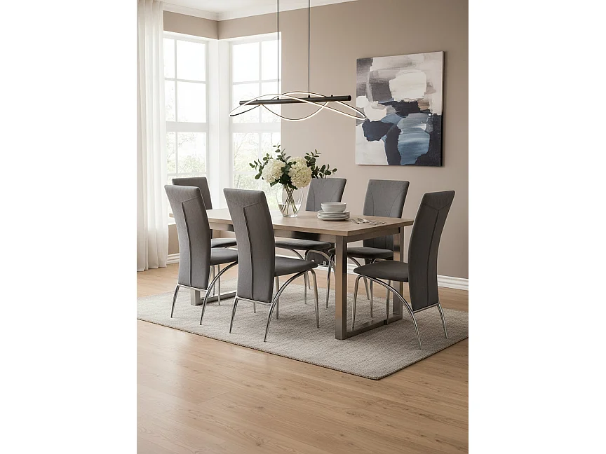 Lot de 6 Chaise CANVAS en velours pieds chrome Beige