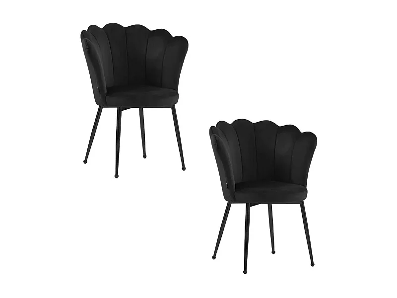 Lot de chaises NYMPHEA pieds métal noir assise Velours