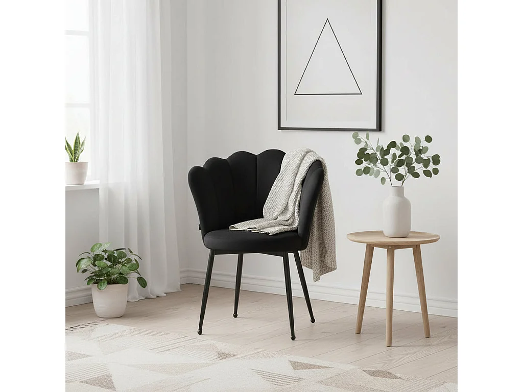 Lot de 2 chaises NYMPHEA pieds métal noir assise Velours Noir