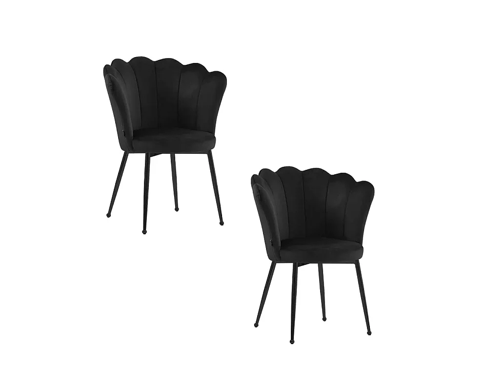 Lot de 2 chaises NYMPHEA pieds métal noir assise Velours Noir