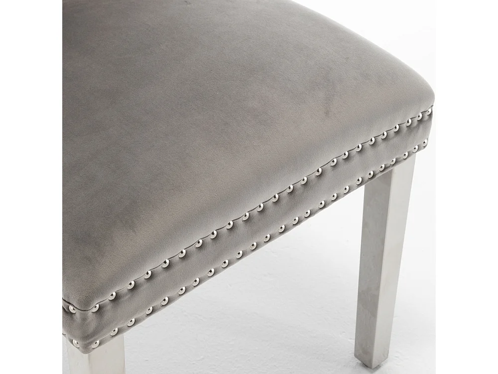 Lot de 2 chaises POIGNEE Clouté en velours pied chromé