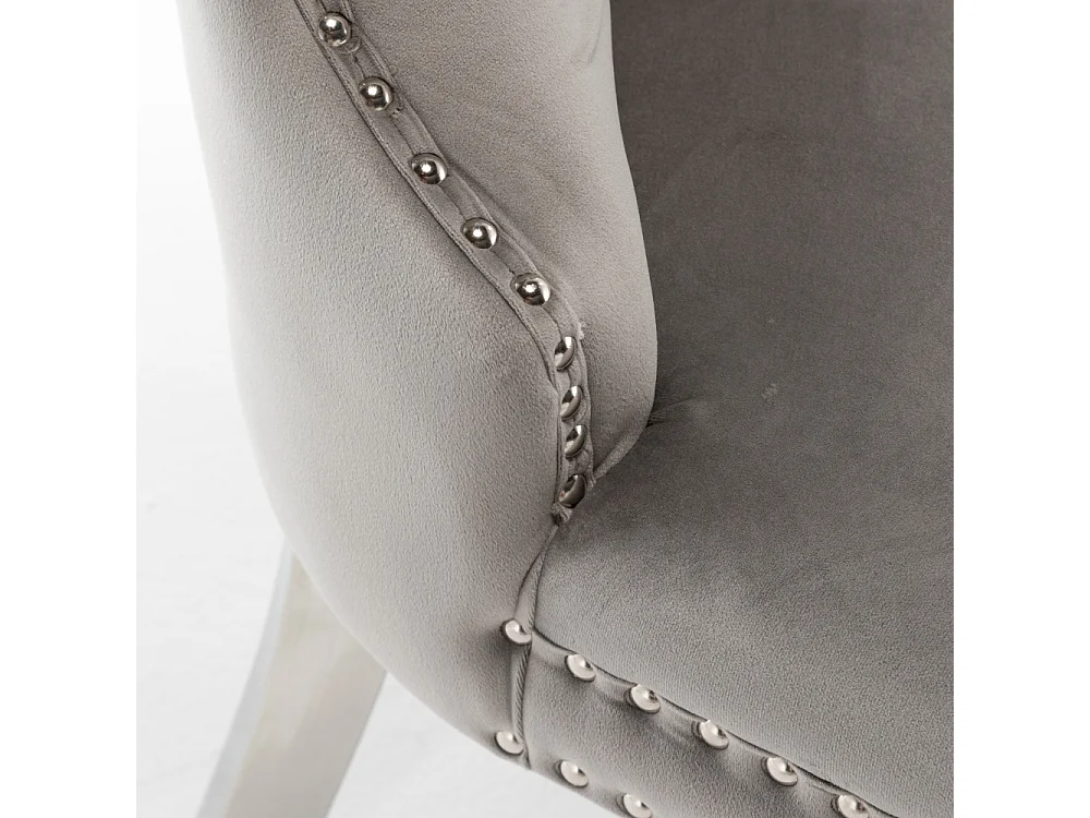 Lot de 2 chaises POIGNEE Clouté en velours pied chromé