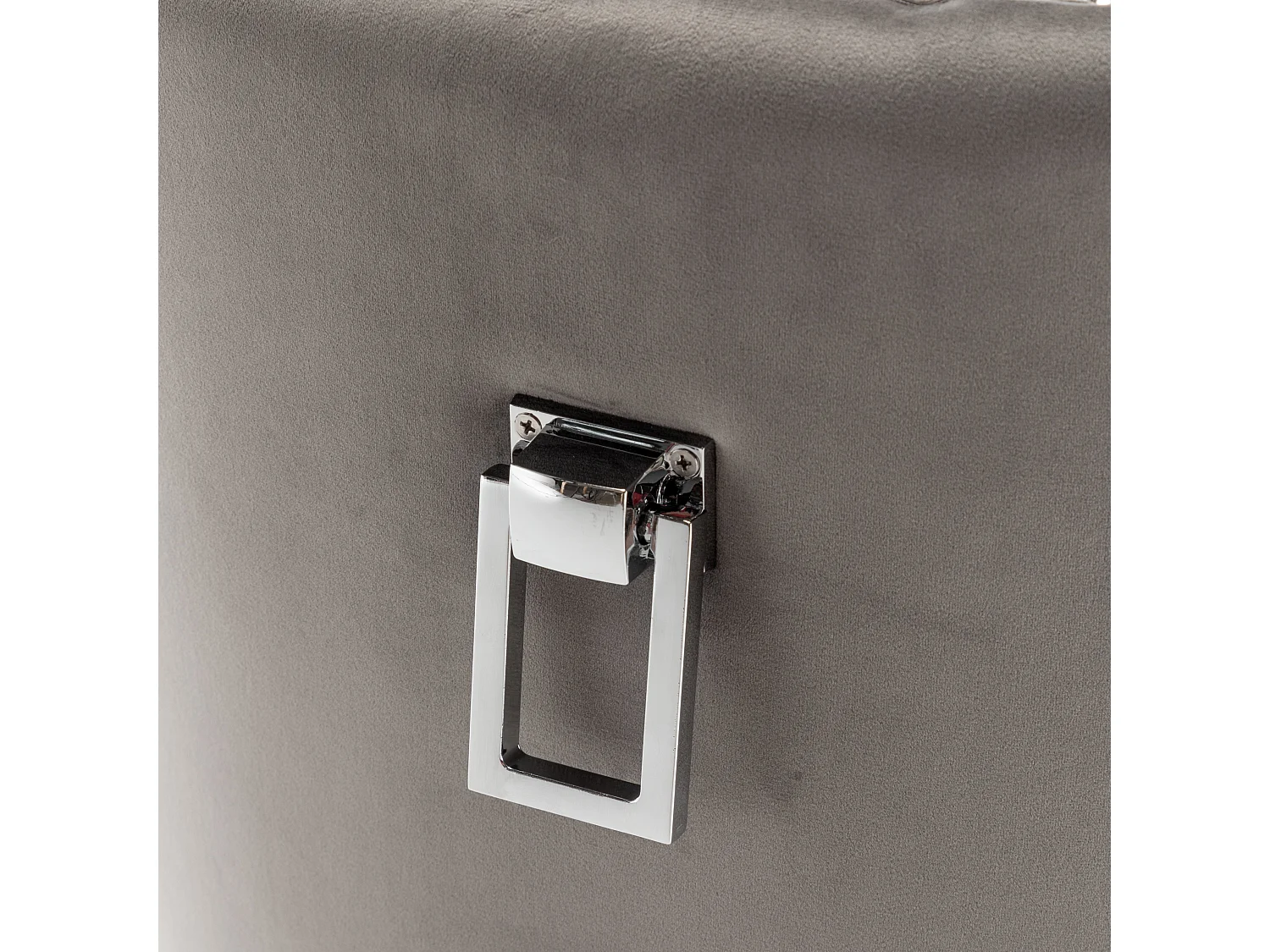 Lot de 2 chaises POIGNEE Clouté en velours pied chromé - Gris