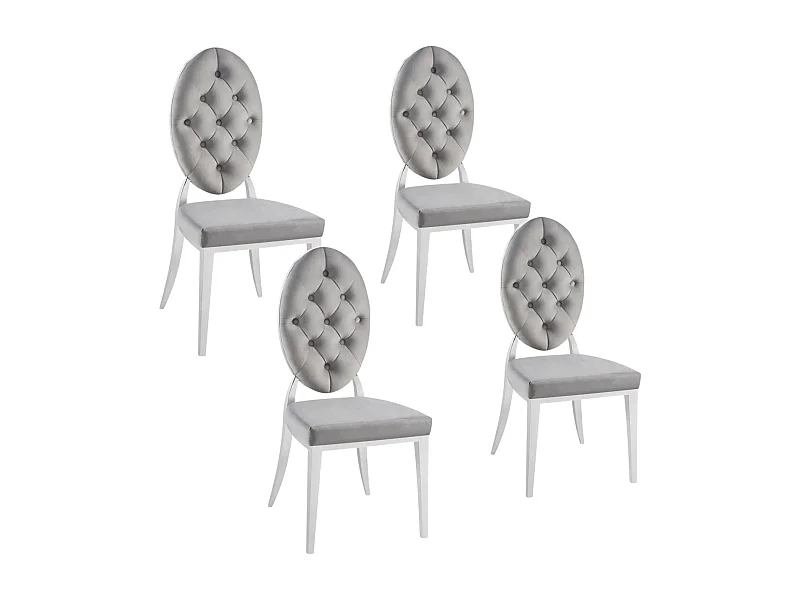 Lot de chaises MEDAILLON capitonnées  chrome et velours
