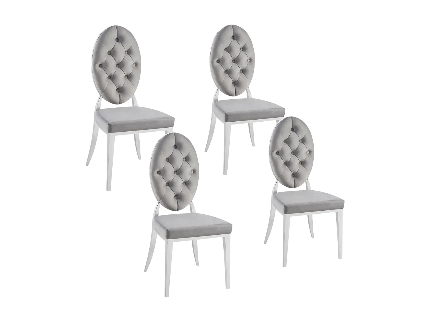 Lot de 4 chaises MEDAILLON capitonnées  chrome et velours