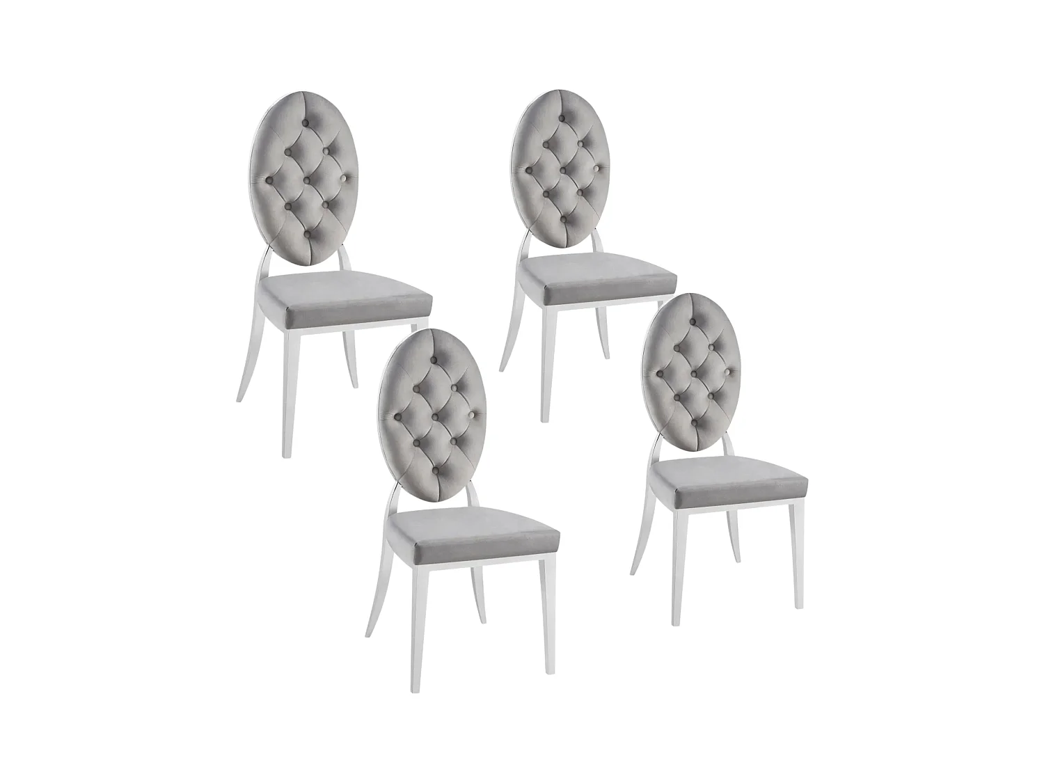 Lot de chaises MEDAILLON capitonnées  chrome et velours