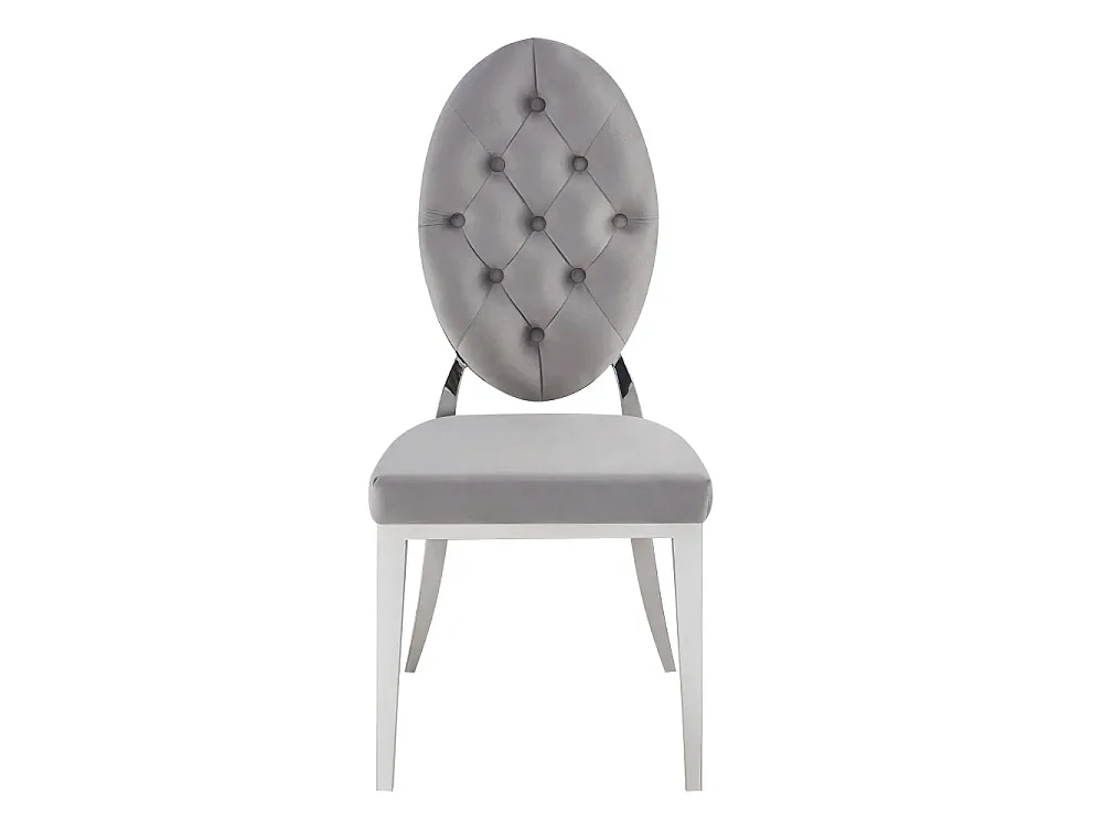 Lot de 4 chaises MEDAILLON capitonnées  chrome et velours Gris