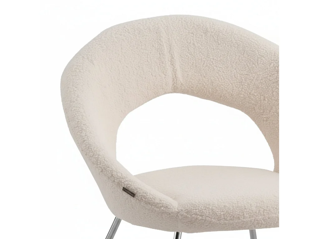 Lot de 4 Chaises BUBBLE Chrome velours - Blanc doudou