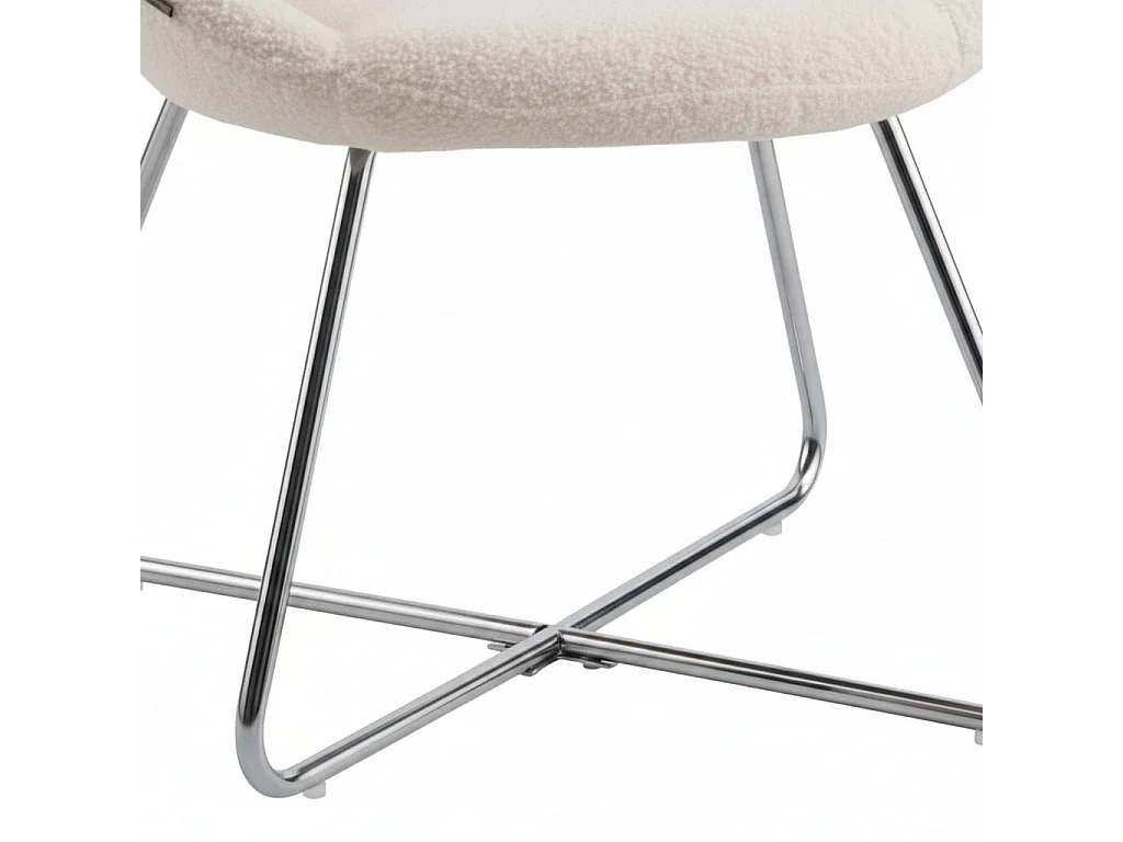 Lot de 4 Chaises BUBBLE Chrome velours - Blanc doudou